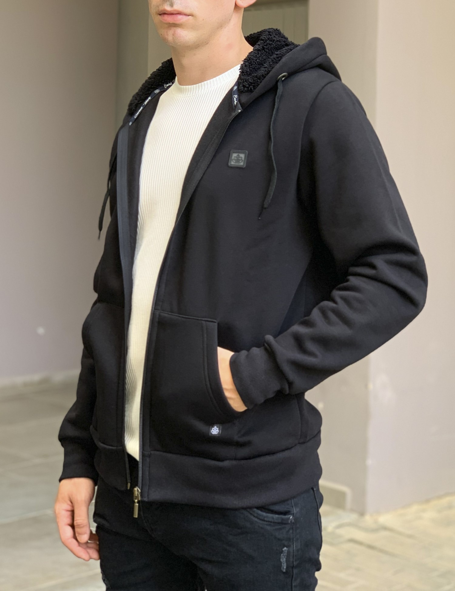 Everbest ανδρική Plus Size μαύρη ζακέτα φούτερ 241011 φωτογραφία